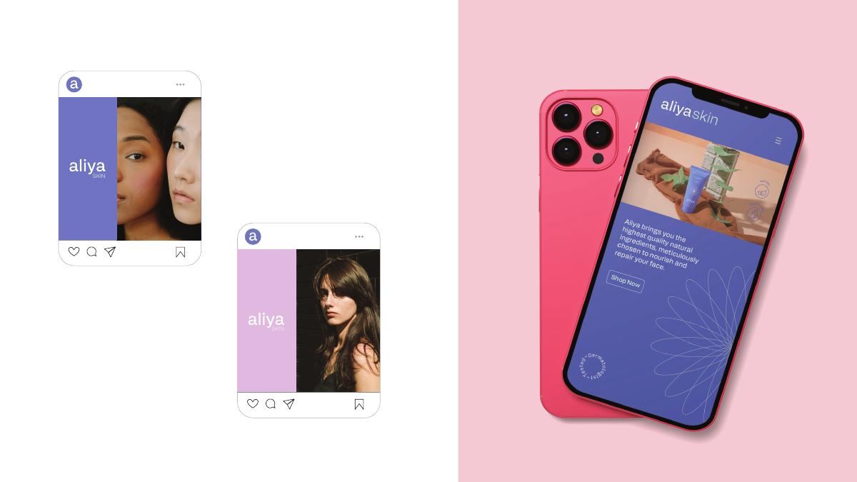 Aliya Skin Instagram templates and mobile site mockup