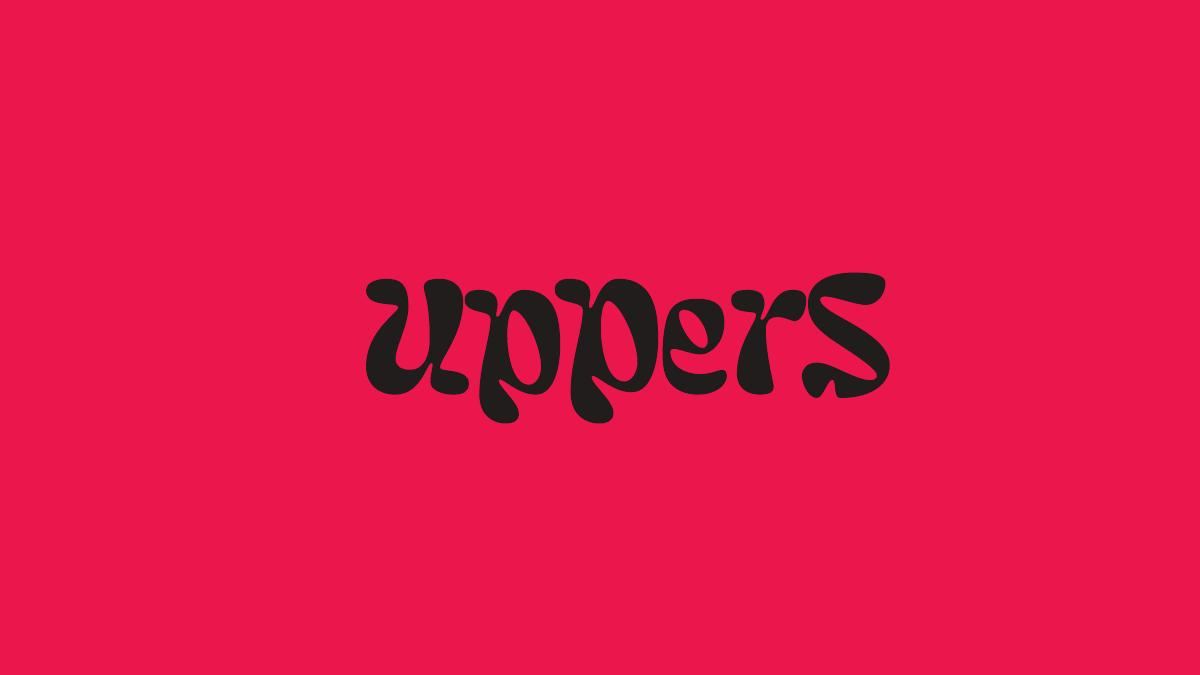Uppers wordmark on hot pink